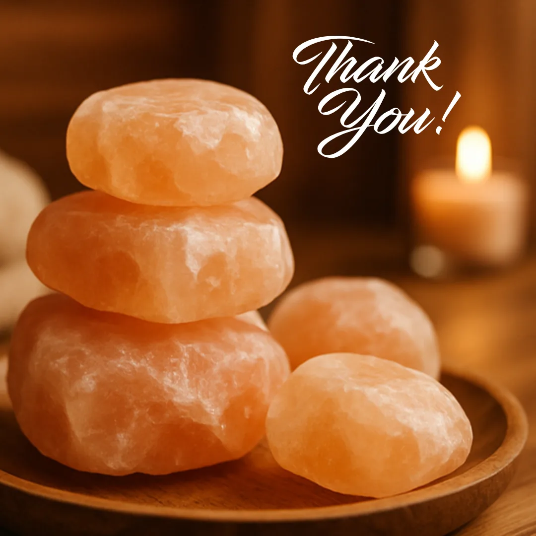 Warm Himalayan salt stones, from our thank-you gift designs