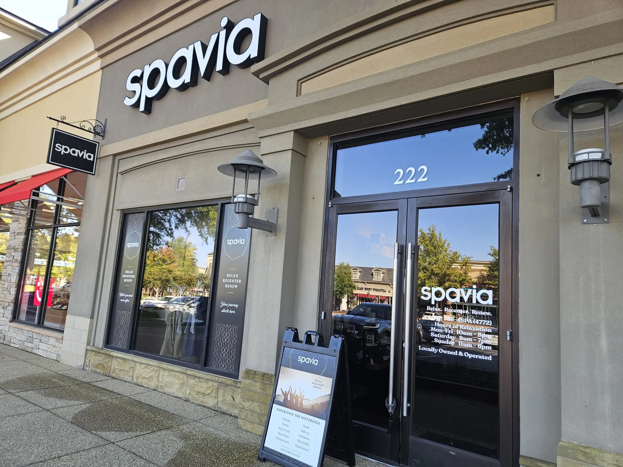 The front door of Spavia at The Collection, Suite 222 on Peachtree Parkway