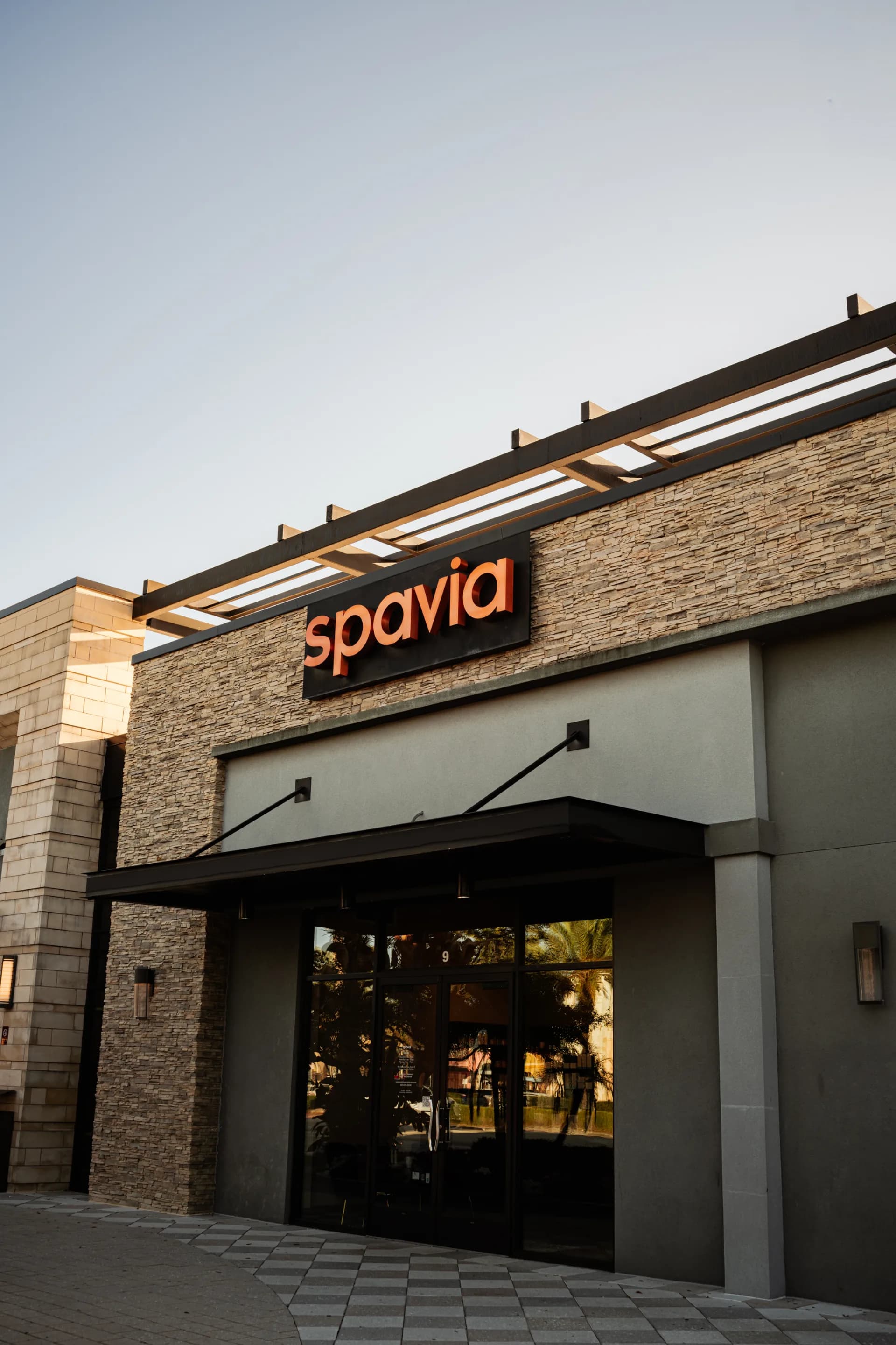 The exterior storefront of a Spavia Day Spa location